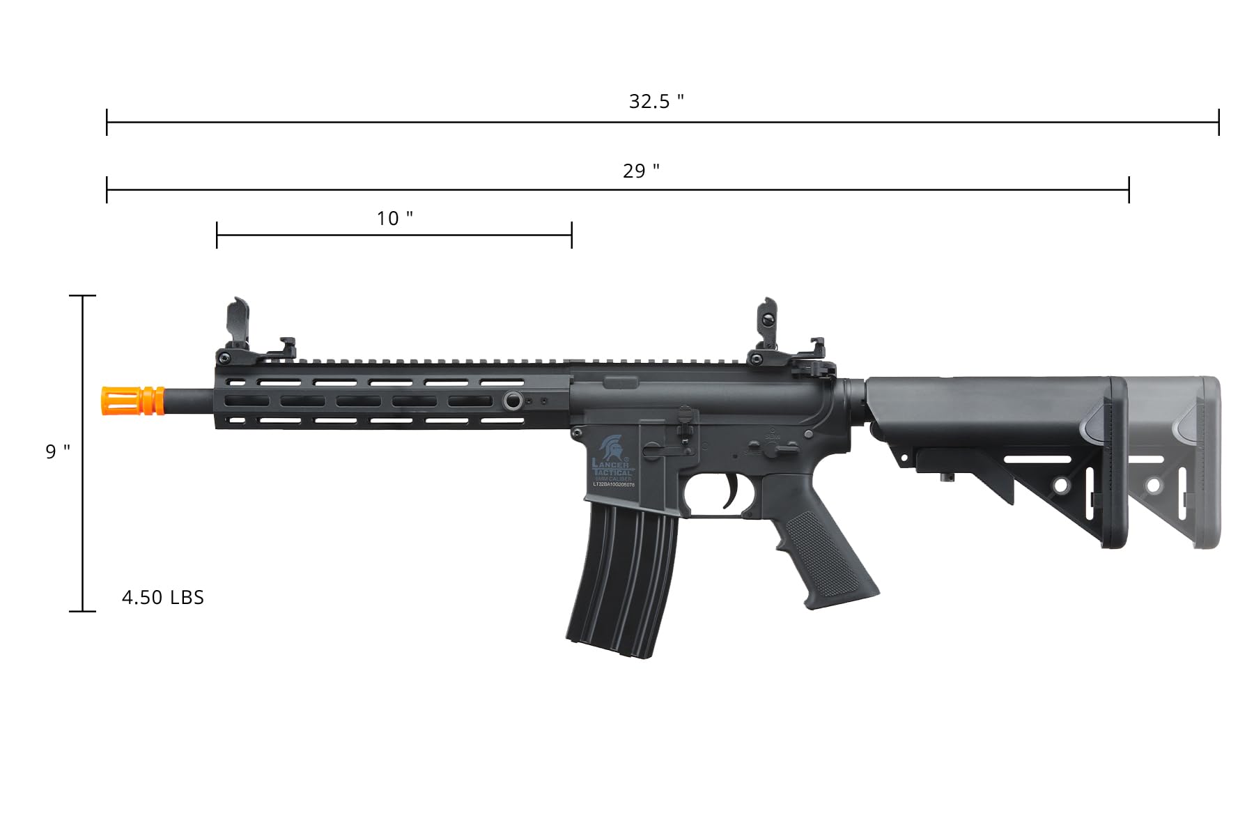 Lancer Tactical Gen 2 M4 Carbine Airsoft Gun - 10" KeyMod, Includes Battery, Charger & BBs