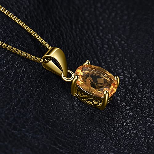 JewelryPalace Natural Gemstone Garnet Peridot Amethyst Citrine Blue Topaz Birthstone Solitaire Pendant Necklace Jewelry Set, 14k Gold Plated 925 Sterling Silver Necklaces for Women, 18 Inch Box chain4