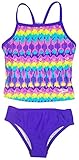 Speedo Girls Sporty Splice Tankini 2 Piece Swimsuit (14, Purple Teal Reflection)