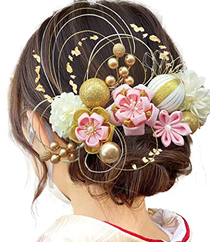 【JZOON】つまみ細工 成人式 七五三 浴衣 髪飾り 人気 和服 ヘアーアクセサリー かんざし 着物 振袖 袴 結納 卒業式 入学式 結婚式 発表会 H2464