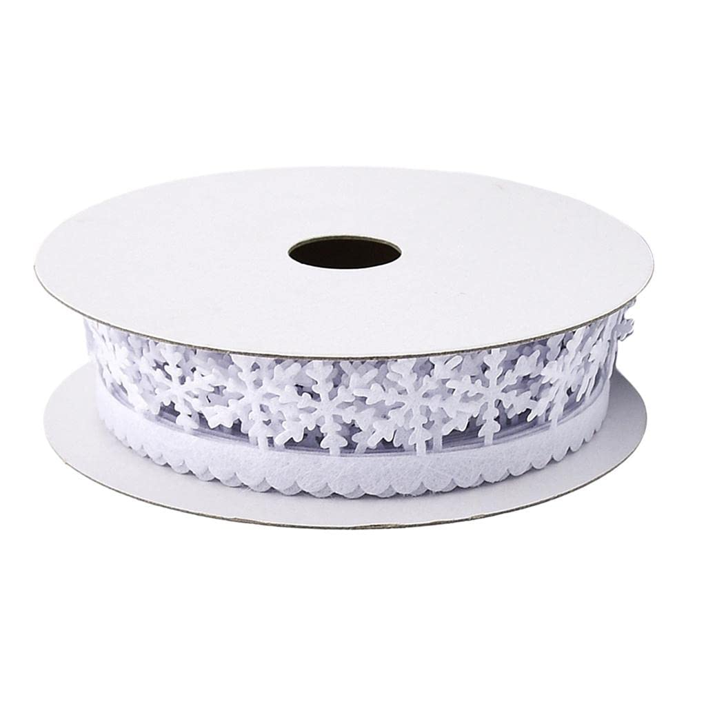 ATORSE® 5 Meters 1 25Mm White Winter Christmas Snowflake Decoration Trimming Craft Ribbon DIY Card Making Gift Wrapping Xmas Tree Decoration