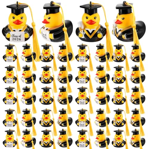 Soulchen 48 Pcs Graduation Rubber Ducks with Grad Caps Bulk Class of 2026 Graduation Decorations Fun Grad Diploma Ducks for Bathtub Swimming Pool Theme Party Favors Celebrations