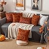 ANRODUO Fall Decorations Pillow Covers 18x18 Set of 2 Halloween Thanksgiving Autumn Harvest Pumpkin Faux Fur Throw Pillows Plush Wool Couch Cushion Case for Proch Sofa Living Room Home Decor Rust #4