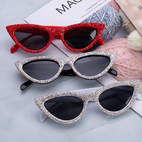 ICARA Fashion Rhinestone Sunglasses Women Sexy Crystal Sparkling Trendy Retro Cateye Party Sunglasses4