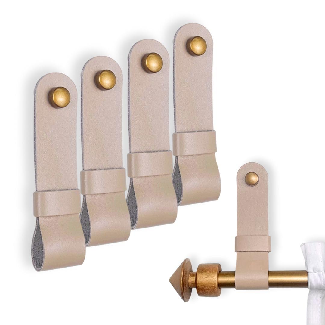 Leather Curtain Rod Brackets - Minimalist Design -12 Leather Curtain Rod Brackets - Minimalist Design -12