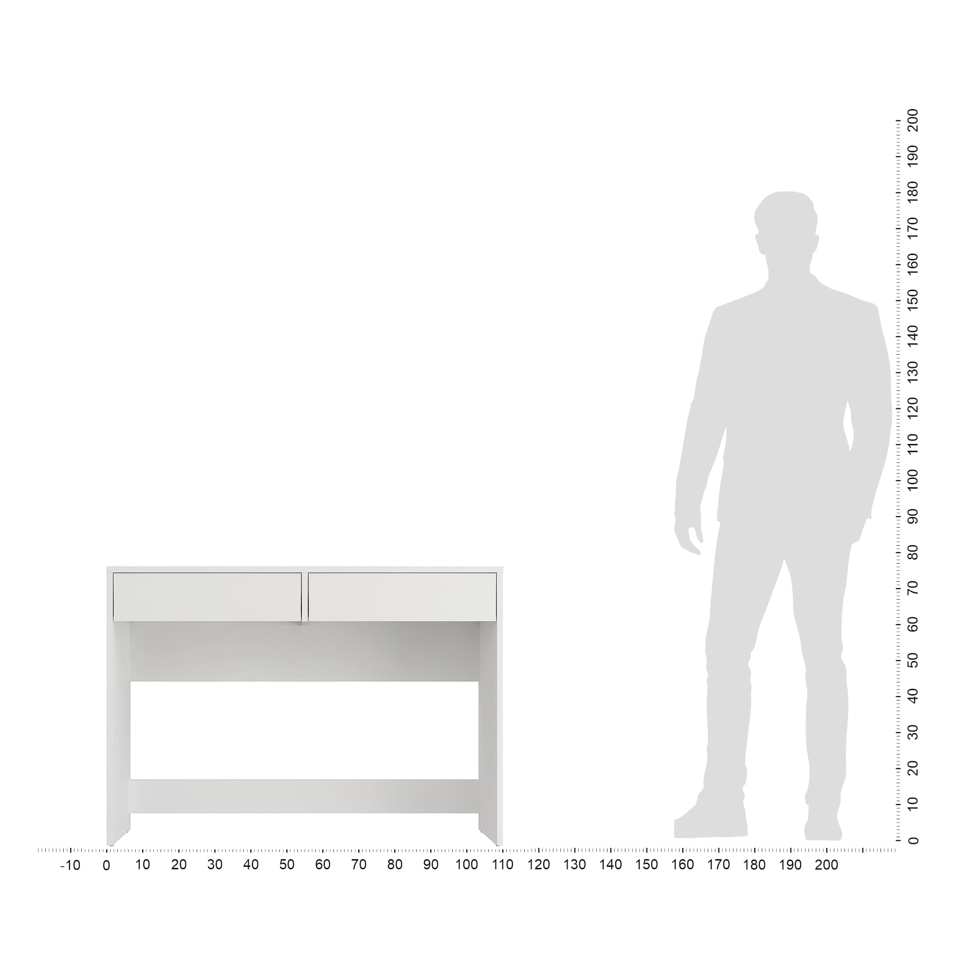 KOMTO Biurko Komputerowe Białe 110 cm z 2 Szufladami – Nowoczesny Stół Biurowy do Domu i Pokoju Dziecięcego, Miejsce do Nauki i Pracy | NOVA2 110 x 52,8 x 76 cm