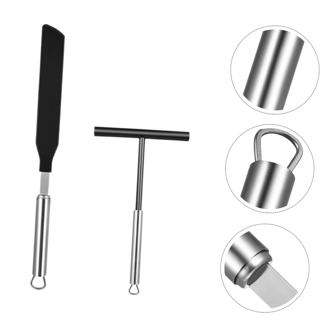 Espátula para Crepes de Acero Inoxidable, 2 Juegos | Grip Cómodo, Resistente a Roturas, para Pancake y Crepe, Utensilios de Cocina en Acero Inoxidable