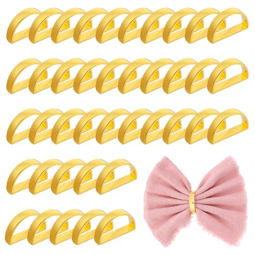 Kifmurase 40Pcs Zinc Alloy Napkin Rings, Festival Metal Napkin Ring Holders, Gold Modern Serviette Buckles, Semicircle Metallic Adornment for Table Settings Kitchen Dinner Party Wedding
