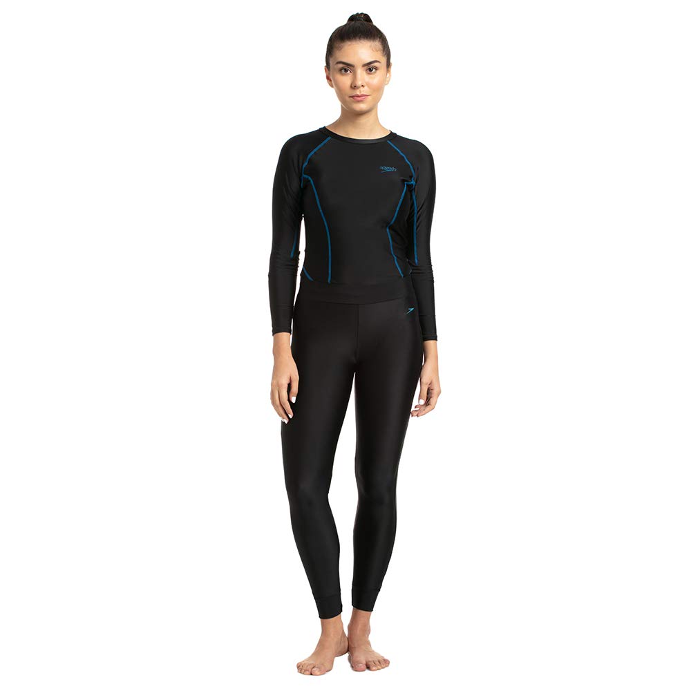 SpeedoActive Contrast Legging For Women (Size: 28,Color: Black/Arabian Night)