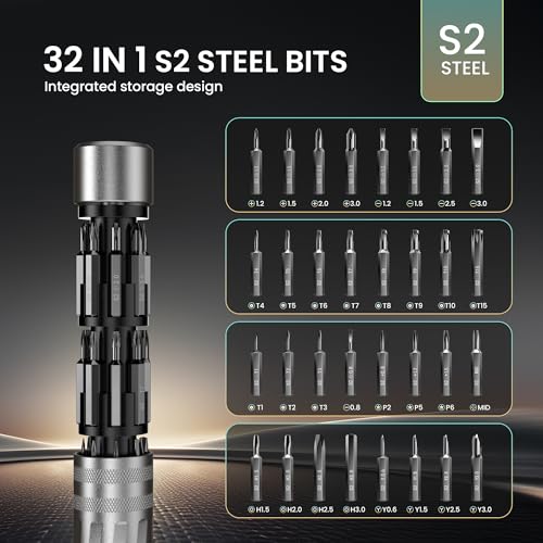 JOREST 32-in-1 mini-schroevendraaierset, magnetisch, draagbaar, met Torx T3, T4, T5, T6, T7, T8, T9, T10, voor Macbook, PC, Switch, PS5, bril, horloges, laptop, Xbox - Afbeelding 3