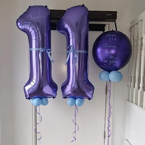 Image of Number 10 Purple Balloons 40 Inch Giant Purple 10 Number Foil Helium Balloons for 10th Purple Birthday Party Supplies 10th Anniversary Events Decorations