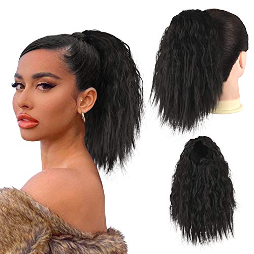 Curly Ponytail Extension, Sidaila 10 Inch Short Drawstring Ponytail for Black Women Synthetic hair Clip in Pony Tail Hairpieces with 2 Combs and Elastic Net (2#)