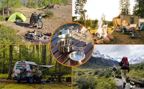 BeGrit Backpacking Camping Cookware Mini Picnic Camping Cooking Mess Kit with Pot and Pan Set for Hiking 4pcs Set - image 7