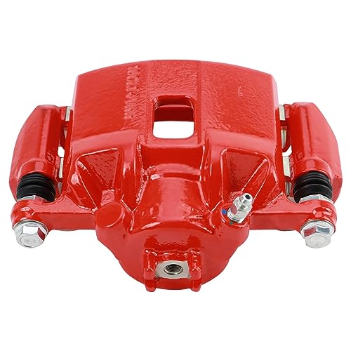 Image of TRQ Front Left Right Brake Caliper w /Bracket Performance Red Driver | For 2013-2014 Acura ILX 2012-2015 Honda Civic 2009-2020 Fit