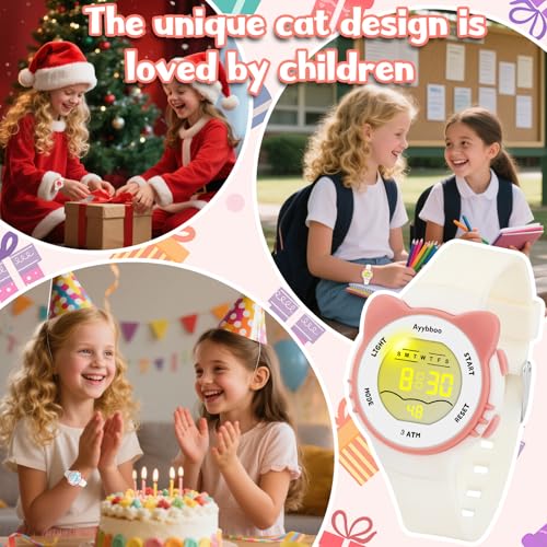 Image of Kids Digital Watches for Girls Boys, 7 Color Lights Waterproof Cute Wristwatches for Kids with Alarm Stopwatch, Great Present for Girls Boys Ages 5-13