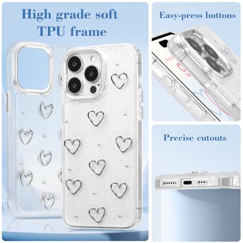 Coque iPhone 15 Pro coeur transparent étui brillant mince anti-rayures - 4