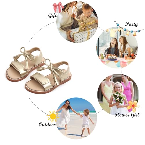 Image of Felix & Flora Toddler Girl Sandals - Little Girl Easter Dress Shoes Lightweight Open Toe Beach Holiday Flats