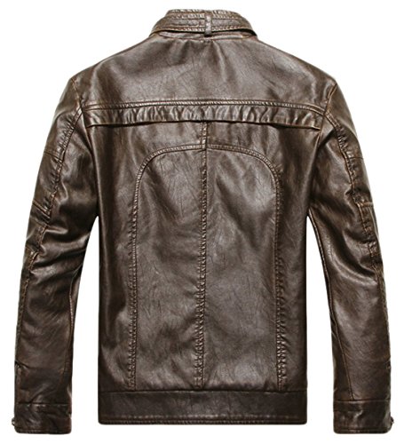 Image of chouyatou Men's Vintage Stand Collar Pu Leather Jacket