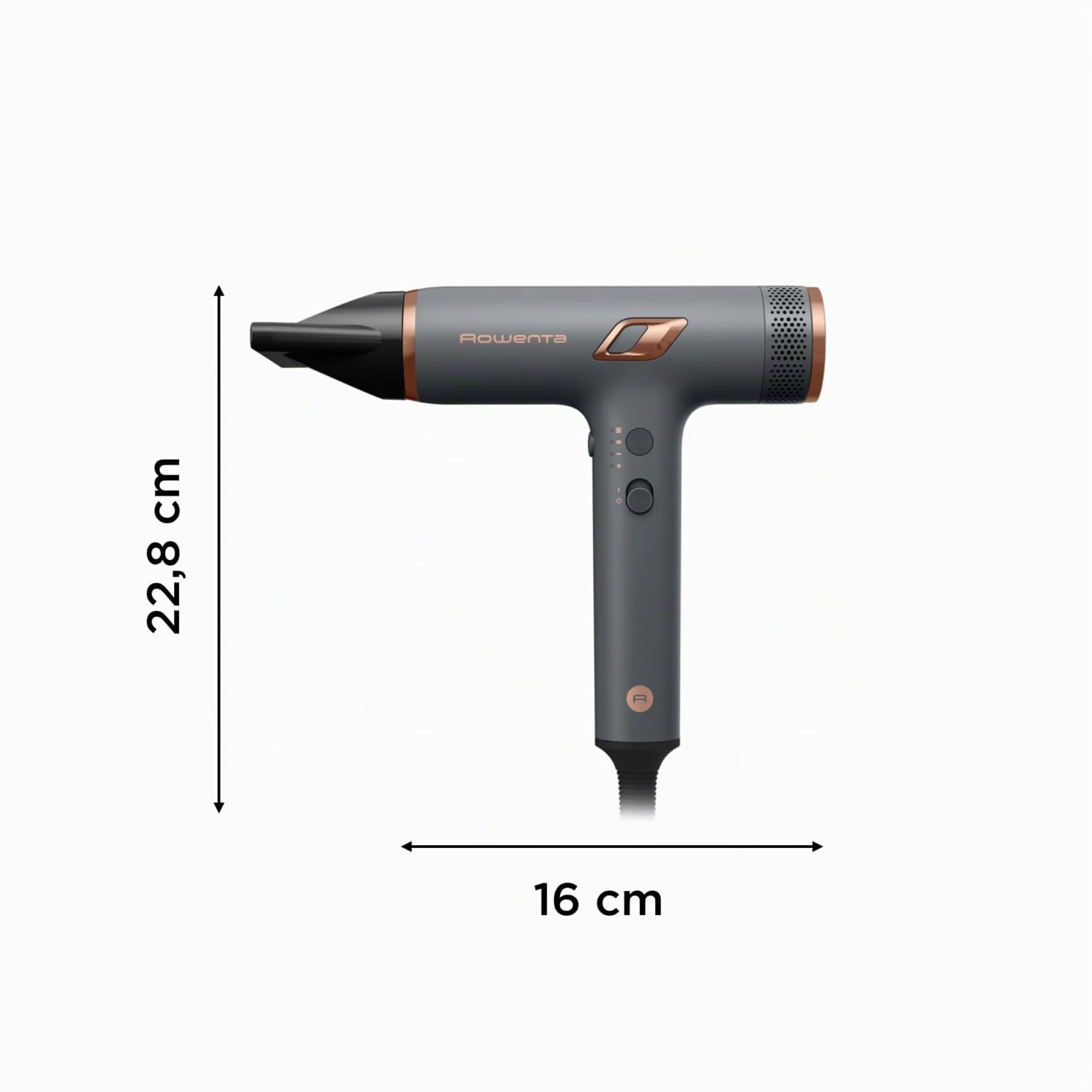 Rowenta Nano Asciugacapelli Compatto ad Alta Velocità 1700 W, Boost di Ioni Antistatici e Sensore di Temperatura per Capelli Setosi e Luminosi, Leggero, 3 Impostazioni di Velocità/Temperatura, HY8120