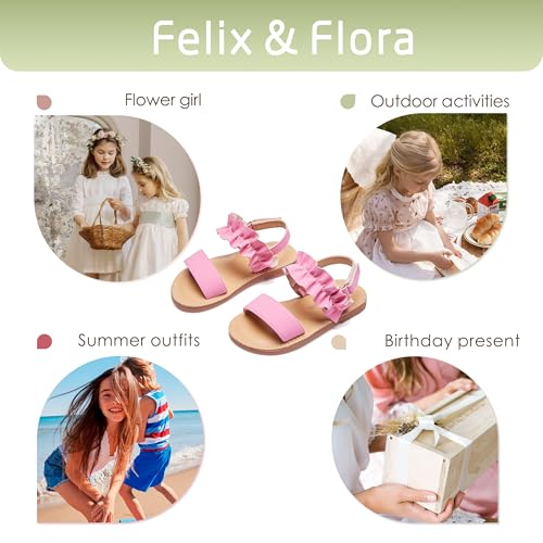 Image of Felix & Flora Toddler Girl Sandals - Little Girl Easter Dress Shoes Lightweight Open Toe Beach Holiday Flats
