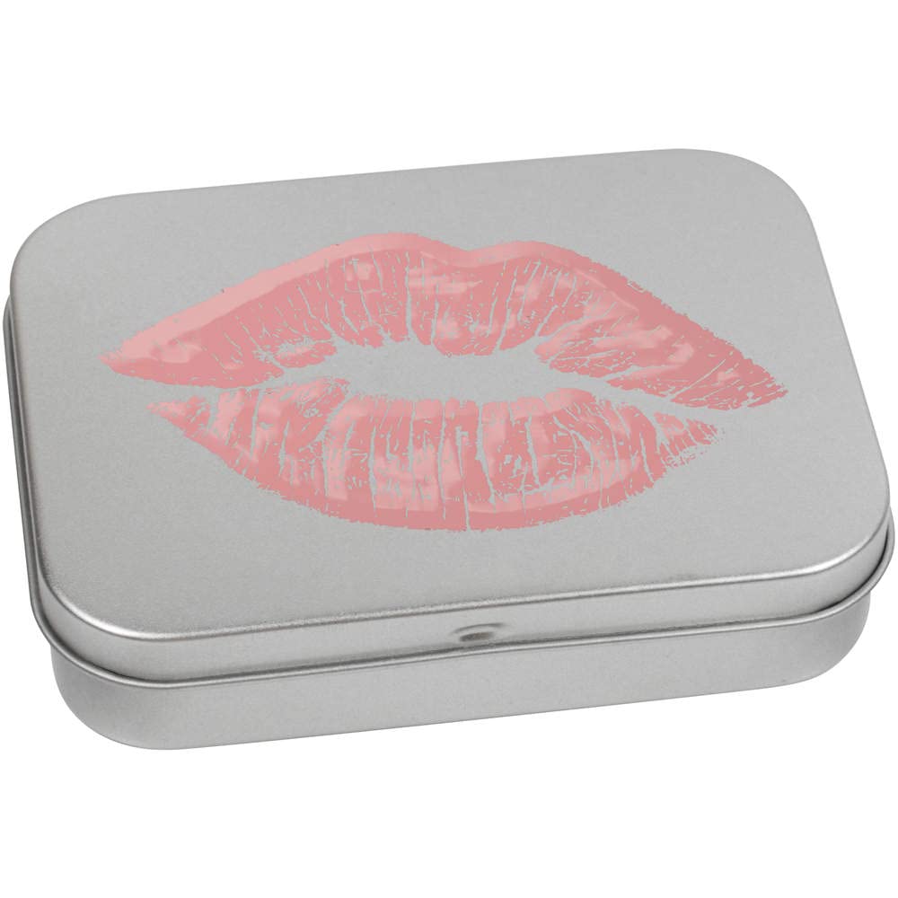Azeeda 110mm 'Pink Lipstick Kiss' Metal Hinged Tin/Storage Box (TT00195112)