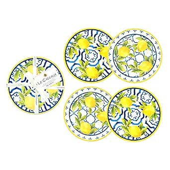 Le Cadeaux Palermo Melamine Salad Plates, Set Of 4 - 9" Shatter-Resistant, Lemon Pattern - View #7