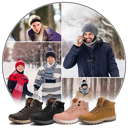 Image of Mishansha Men's Waterproof Snow Boots, Warm Winter Boots | Insulated Faux Fur Lined, Lace-Up Fit and Non-Slip Sole, Cold Weather Hiking Boots For Outdoor Walking, Camping, Trekking