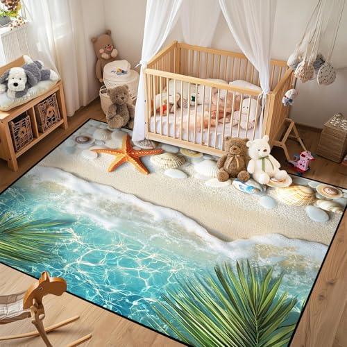 Tapete decorativo 120x180 cm con diseño de playa miniatura 1