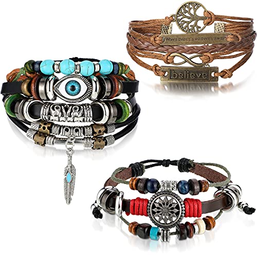 3 Pieces Womens Boho Beaded Bracelets Vintage Bohemia Beaded Bracelet Evil Eye Vintage Handmade PU Leather Bracelet Multilayer Hand Woven Wristbands Bracelet Jewelry for Men and Women (Casual Style) 3 Pieces Womens Boho Beaded Bracelets Vintage Bohemia Beaded Bracelet Evil Eye Vintage Handmade PU Leather Bracelet Multilayer Hand Woven Wristbands Bracelet Jewelry for Men and Women (Casual Style)