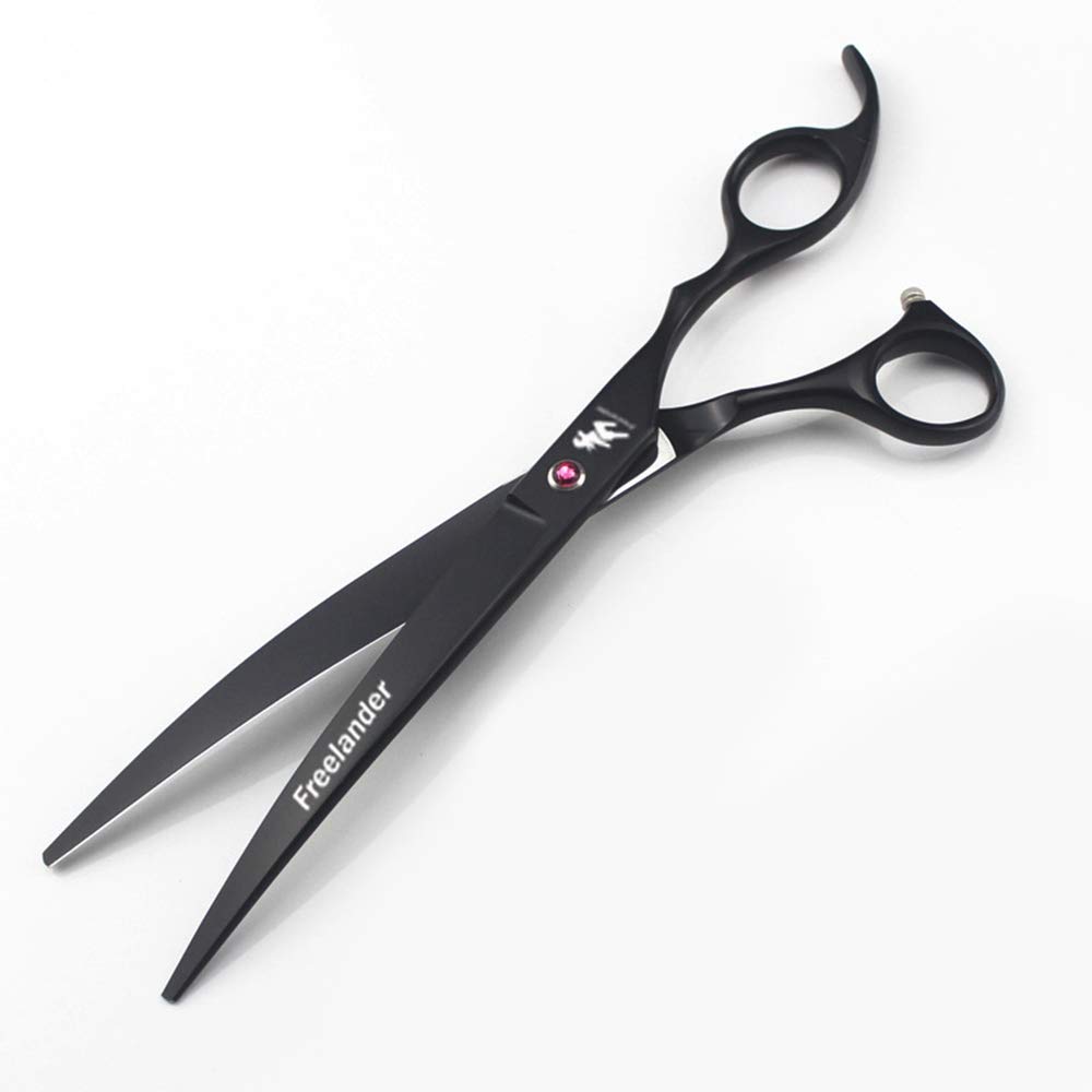 Freelander - Kit de tijeras para el cuidado de mascotas de 8.0 in, color negro, para perros o gatos, con tijeras de corte, tijeras de adelgazamiento, tijeras curvas, peine de aseo