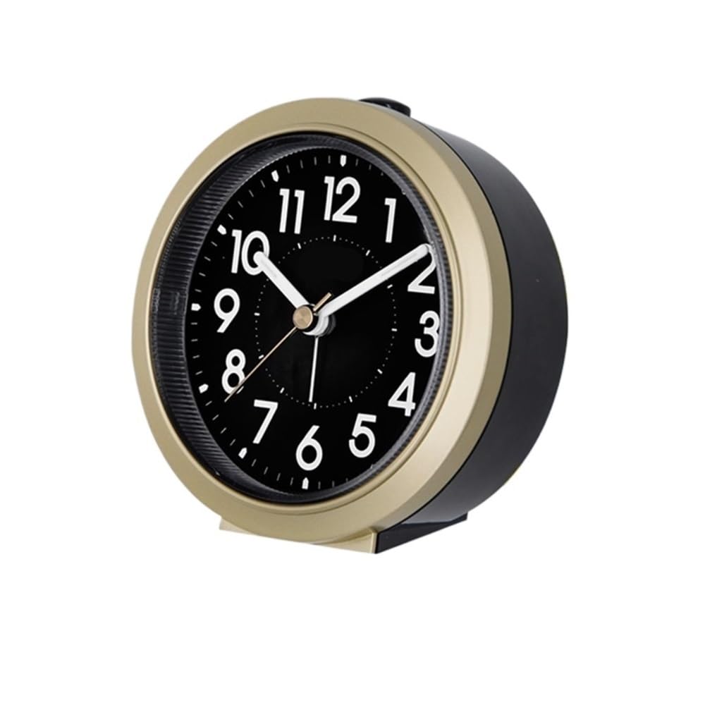 NIUHUAHUI Alarm Clock, Alarm clock desktop seat glow-in-the-dark mute bedroom alarm student use wake up gods(Gold/black)