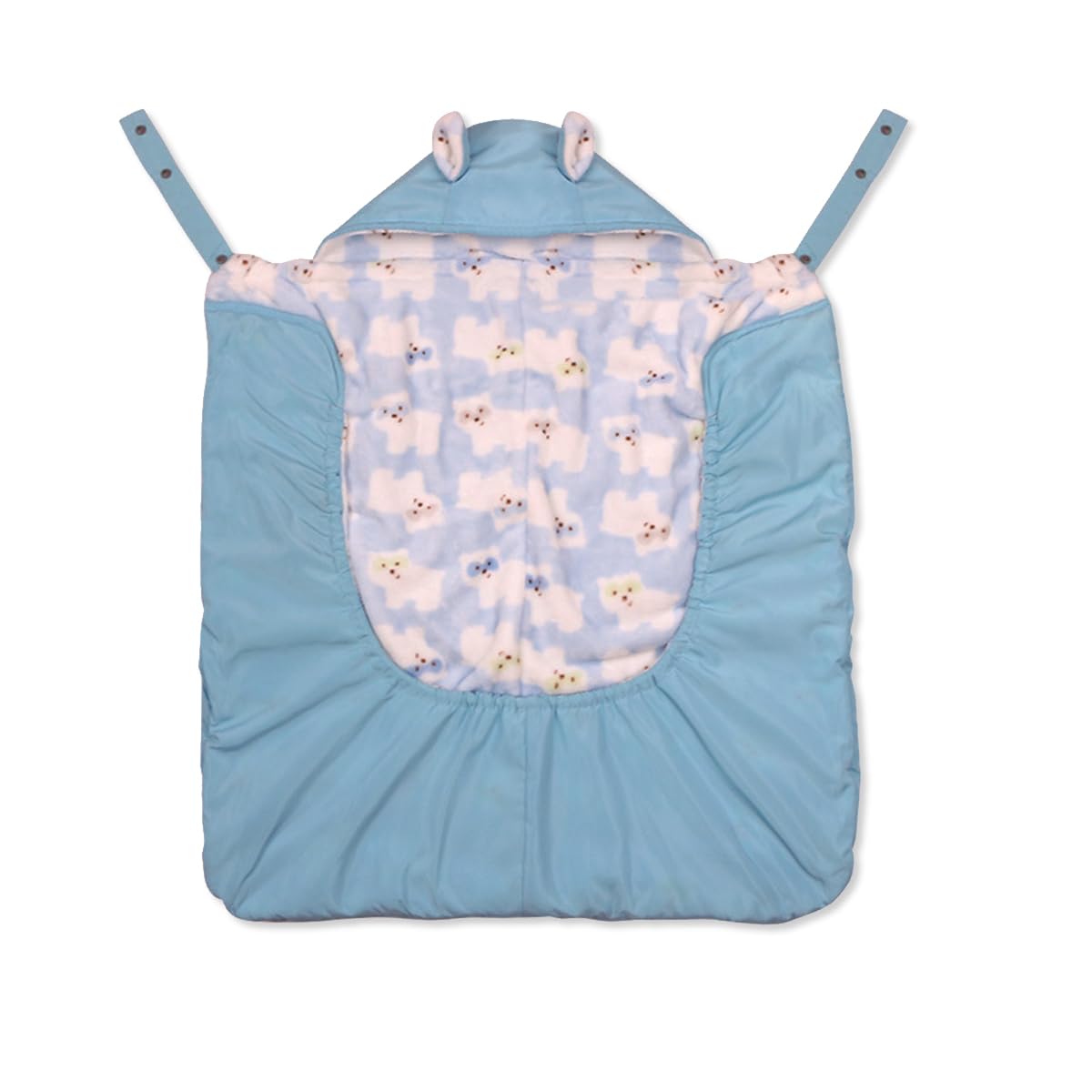 SONARIN Cortavientos Funda para Portabebé,Cálida Cubierta del Portabebés con Capucha & Forro Polar Coral,Universal Capa de Invierno para Portador Bebé con Bolsillo Delantero(Azul)