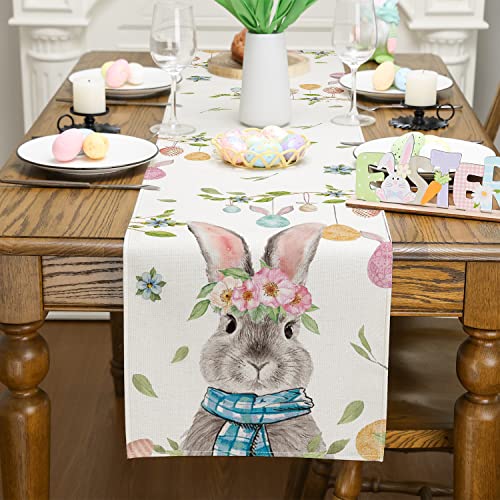 Siilues Easter Table Runner, Easter Bunny Decorations Colorful Easter Runner For Table Seasonal Spring Holiday Decor For Indoor Outdoor Dining Table Decorations (13'' X 72'') #TOP1