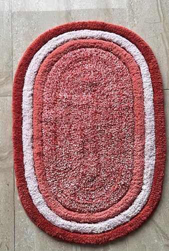 Image of My Home Cotton Door Bath Mat Super Soft Non Slip Mats for Bathroom, Door,Large, Pack of 2 (Orange)