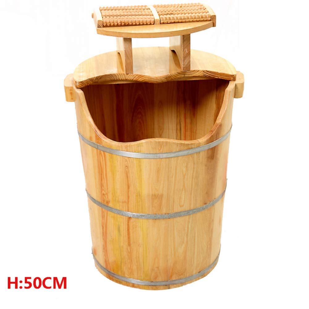 Vasca da Bagno per i Piedi in Cedro Naturale Piatto, Isolamento in Legno massello con Copertura, barile per fumigazione e Massaggio, Prodotti per la Pulizia della casa, Cura dei Piedi (Color