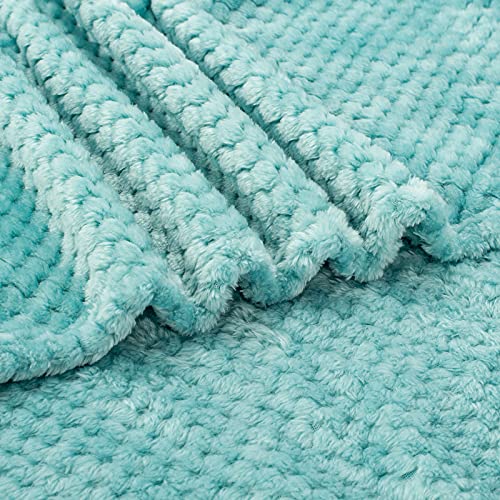 Image of Warm Soft Fuzzy Dog or Cat Blanket, Plush Fleece Throws for Puppy, Kitten, Bed, Couch, Sofa, Travel (L /40 inch x 48 inch, Robin Blue)