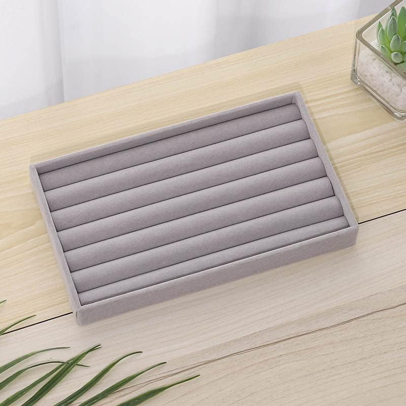 Miniatura 4 de Estuche organizador de lujo con 7 ranuras para joyas, 8.26 x 5.11 pulgadas  8.3x5.1 in, caja de almacenamiento apilable, cubierta con anillos de