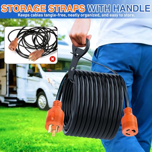 Image of Nilight 30 Amp 50FT Generator Extension Cord 3 Prong RV Power Cords with Twist Lock Waterproof NEMA L5-30P L5-30R Cable Heavy Duty 10AWG ETL Listed for RV Marine Boat Generators Outdoor Use