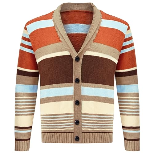 Men's Casual Cardigan Sweater Long Sleeve Casual V Neck Button Down Cable Knitted Sweater2