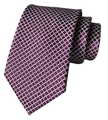 Elfeves Men's Striped Gingham Check Pattern Ties Business Formal Designer Neckties