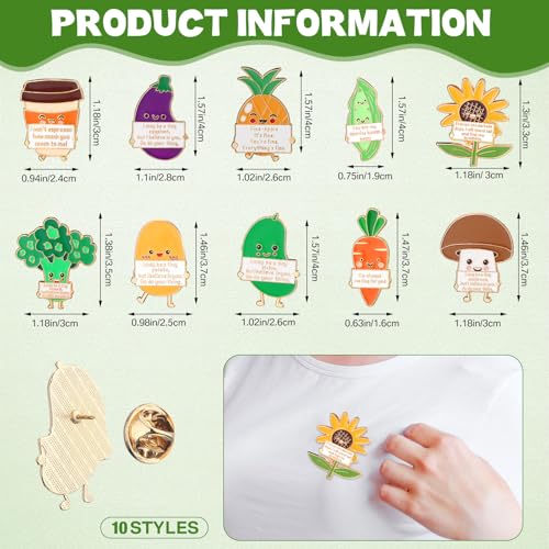 50 Pcs Funny Enamel Pins Bulk Positive Vegetable Lapel Pin Inspirational Pickle Pineapple Pin Gift for Employee Coworker2
