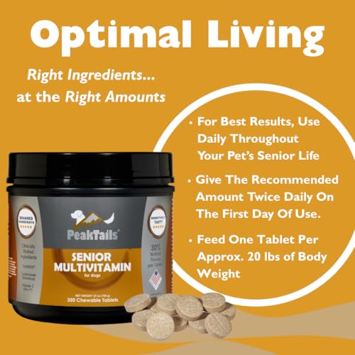 Image of Senior Multivitamin for Dogs - 350 Chewable Tablets with MSM, Superoxide Dismutase