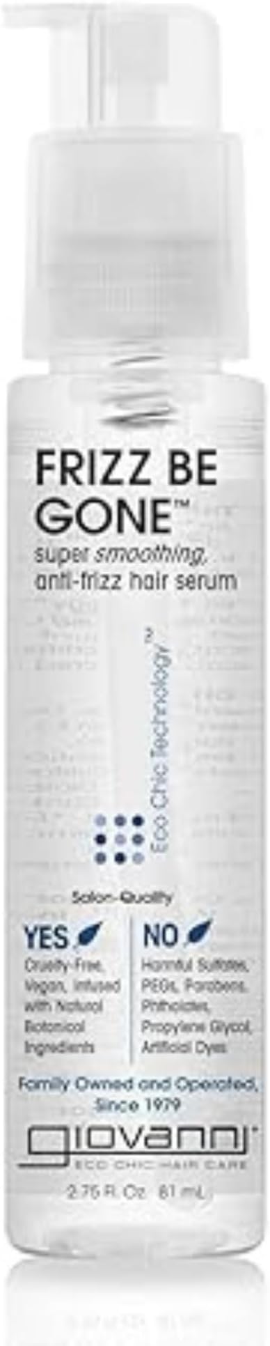 ECO CHIC Frizz Be Gone - Super Smoothing Anti-Frizz Hair Serum, Adds Shine, Seals in Color, Infused with Natural Botanical Ingredients, Salon Quality, No Parabens - 2.75 oz (1 Pack)