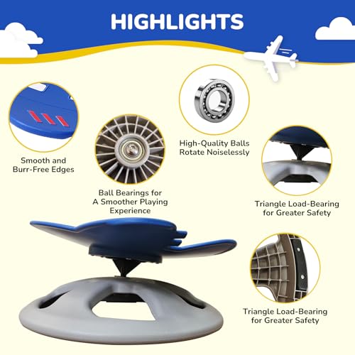 Image of BABAMU Spinning Chair for Autistic Kids, Sensory Swivel Chair, 220LBS Weight Capacity, Autism Sensory Products, Autism Toys, Sensory Toy (Blue, AIEPLANE)