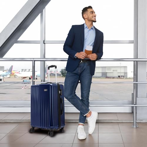 Image of Safari Ryder TSA Lock 8 Wheels 69 Cms Medium Check-in Trolley Bag Hard Case Polycarbonate 360 Degree Wheeling System Luggage, Midnight Blue