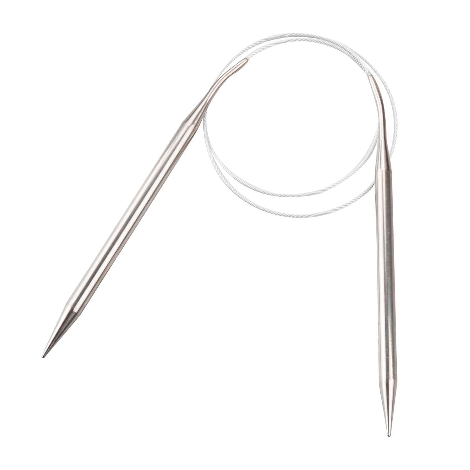 Gaomumu 7mm Stainless Steel Circular Knitting Needles, Short Round Knitting Needle with Flexible Cable, Fixed Metal Durable Round Knit Needles,Crochet Supplies Tools for Weaving Lovers
