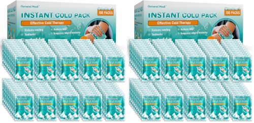 Image of General Medi Instant Ice Cold Pack (4 inchx 5.5 inch) - 200 Packs Disposable Cold Therapy Ice Packs for Pain Relief, Swelling, Inflammation, Sprains, Toothache - for Athletes & Outdoor Activities