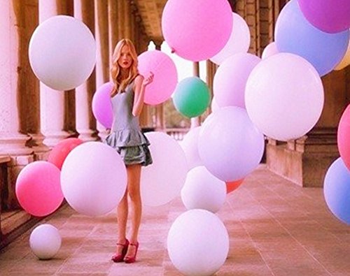 CHSYOO 5 x Durchmesser 90cm, Riese Luftballon Latex riesige Ballon rund gross Dekoration für Hochzeit Geburtstag Taufe Babyparty Kinder Party Festival, weiß gelb rot blau grün