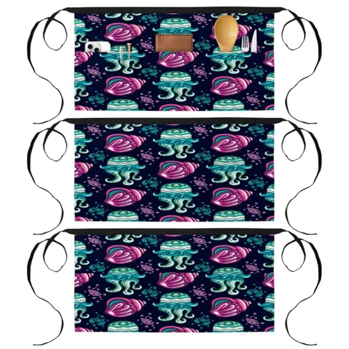 Demi-tablier pour cuisine et pâtisserie au motif méduse multicolore