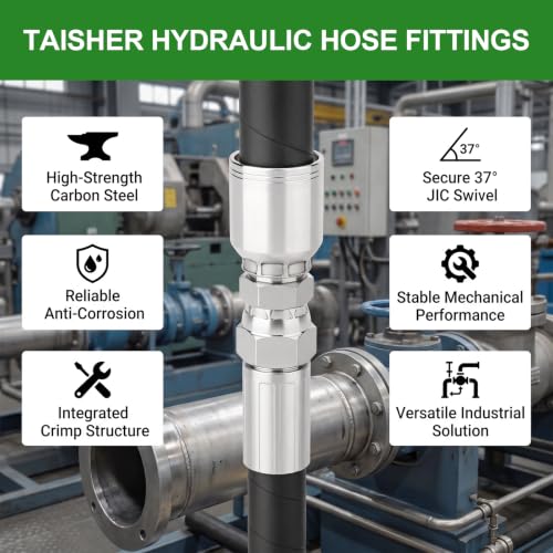 Image of TAISHER 12PCS 1 /4 inchHose x 3 /8 inch JIC Female Hydraulic Hose Fittings